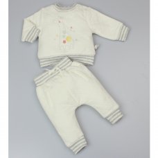 C12111: Baby White Quilted 2 Piece Outfit (0-9 Months)